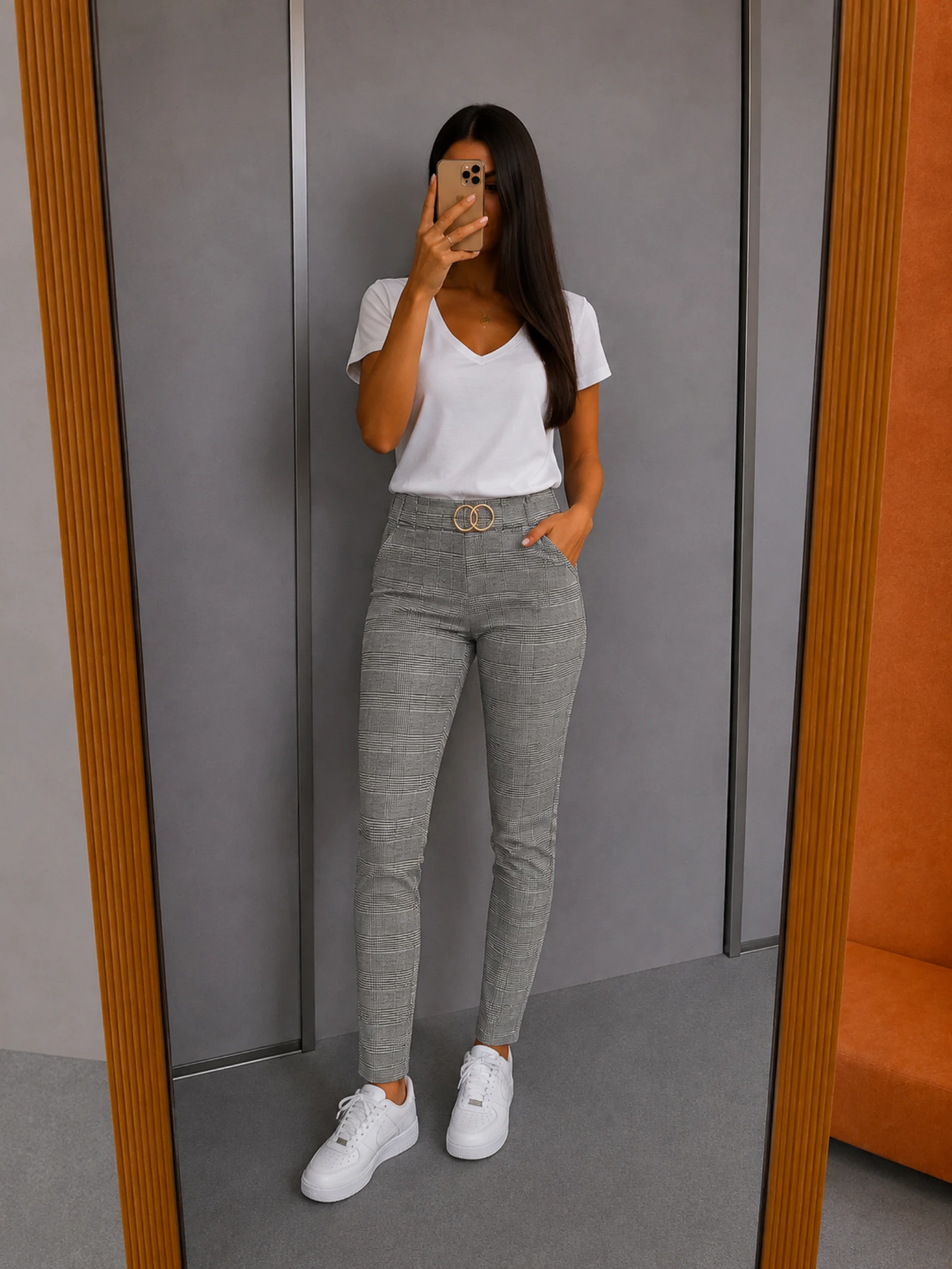 Pantalon Cigarette Pied-de-Poule S/M | Boutique Indépendante | Neuf | Noir & Blanc